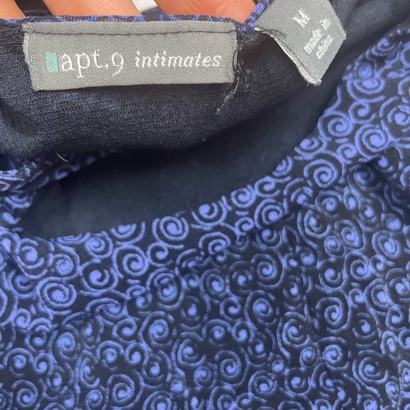 Apt. 9 Navy Floral Women's Two Piece Babydoll Sleepset Medium - Picture 3 of 4